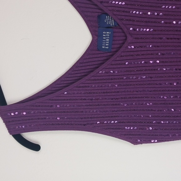 ❤️Bundle Only❤️ HILLARD & HANSON Purple Sequin Sparkly Knit Tank - Picture 3 of 11